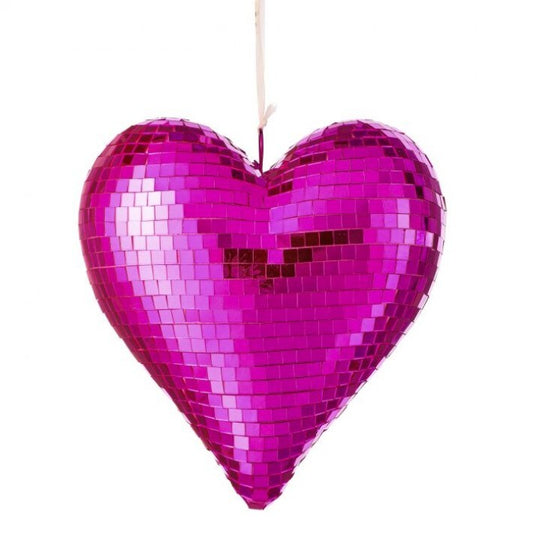 Adorno de corazón con espejo rosa de 10"