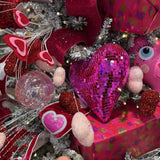 10" Pink Mirrored Heart Ornament