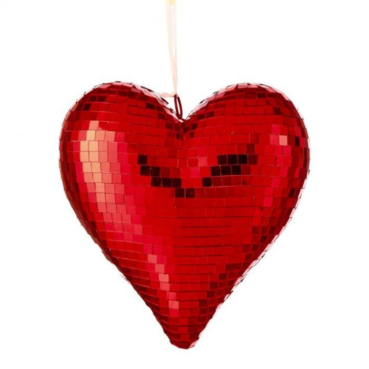 Adorno Corazón Espejado Rojo de 10"