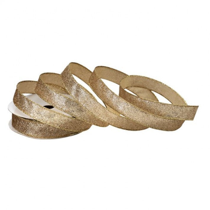 1" X 20YD Champagne Satin Glitter Ribbon Set Of 2