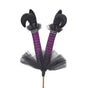 18" Purple & Black Striped Witch Legs Pick Set Of 2
