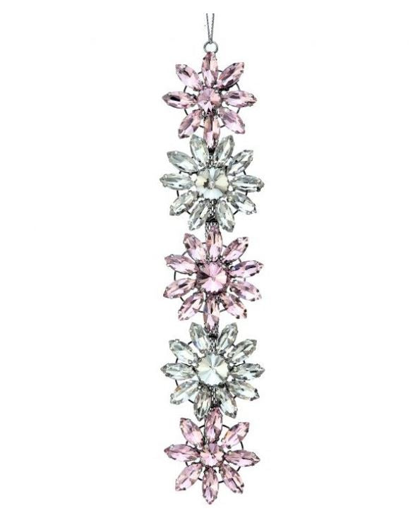 7.5" Jewel Flower Drop Ornament Set Of 6