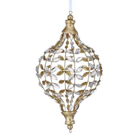 10.5" Champagne Jeweled Finial Set of 2
