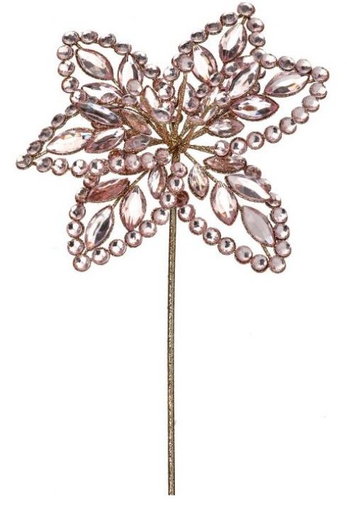 18" Pink Jewel Flower Stem Set Of 2