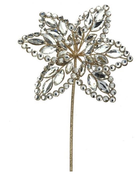 18" Champagne Jewel Flower Stem Set Of 2