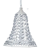 13" White Glitter Clear Jewel Bell Ornament