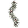 5 FT Grey Glitter Green Garland With Pinecones