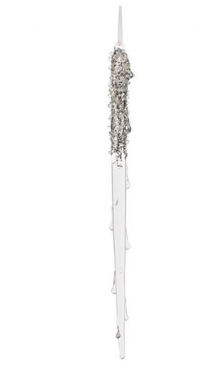 12" Clear Iridescent Icicle Ornament Set Of 6