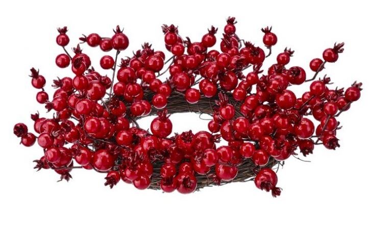 14" Red Berry Ridge Candle Ring