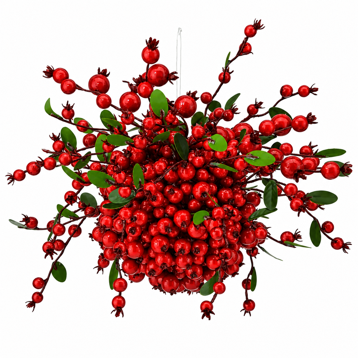12" Red Berry Ridge Kissing Ball Ornament Set Of 2