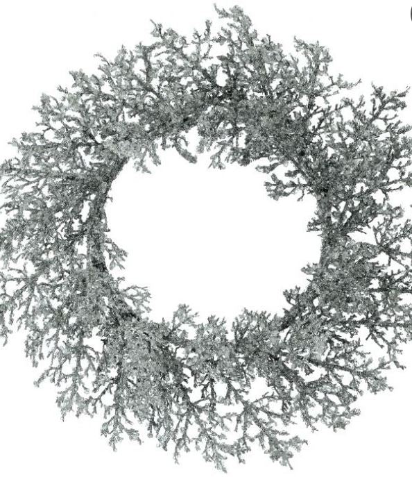 24" Silver Glitter Spray Wreath