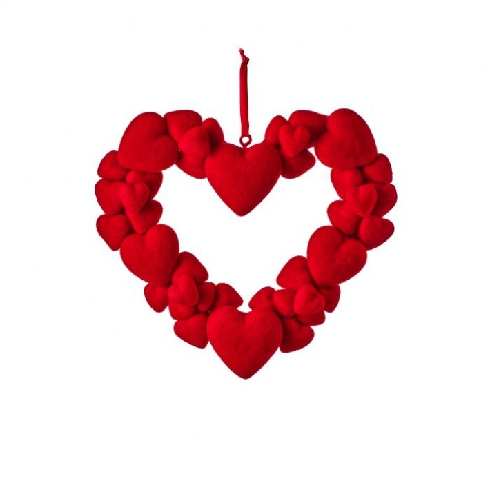 15" Red Heart Wreath