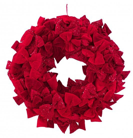 3.5 FT Red Velvet Sequin Bow Wreath