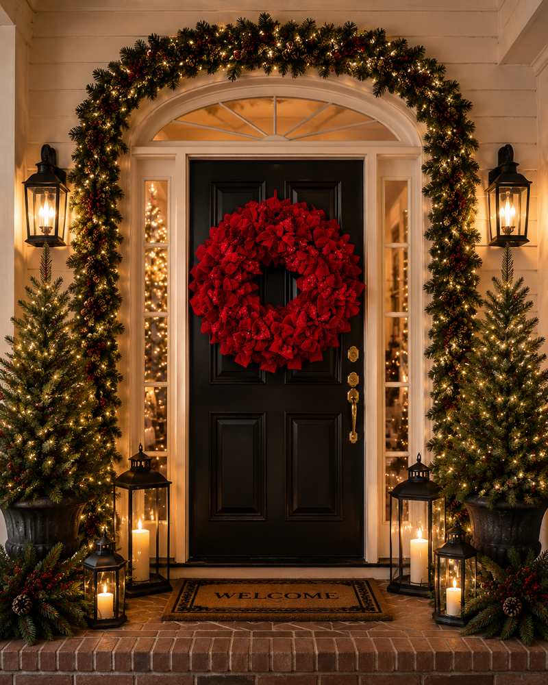 3.5 FT Red Velvet Sequin Bow Wreath