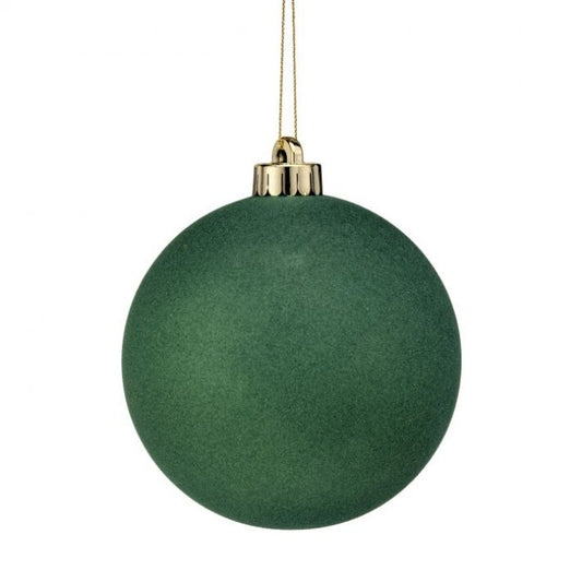 5" Green Velvet Ball Ornament Set Of 9