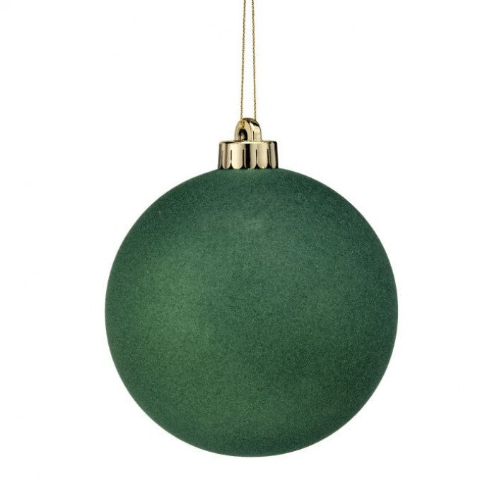 5" Green Velvet Ball Ornament Set Of 9