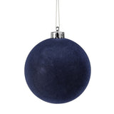 5" Navy Blue Velvet Ball Ornament Set Of 9