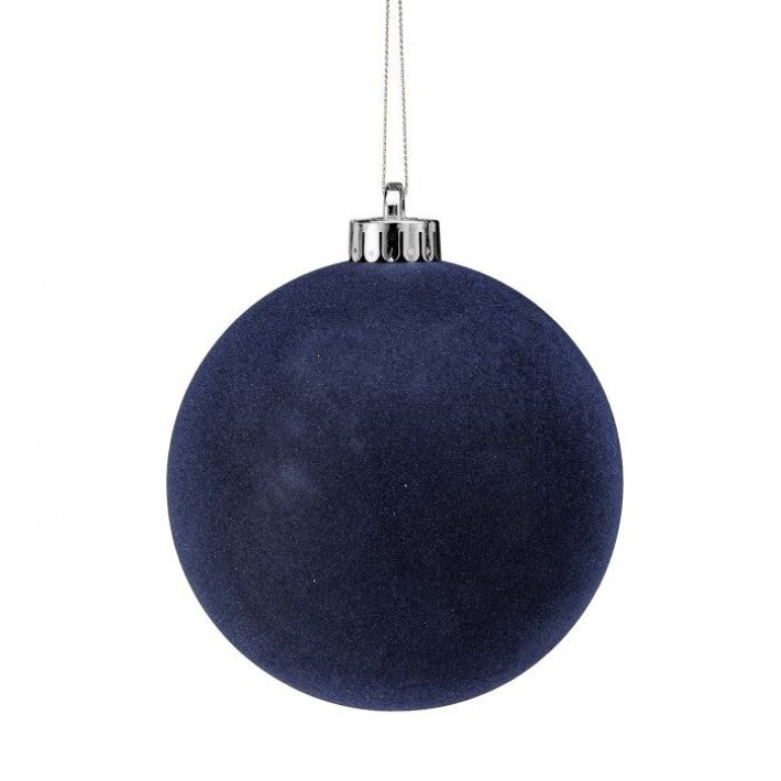 5" Navy Blue Velvet Ball Ornament Set Of 9
