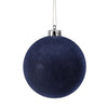 5" Navy Blue Velvet Ball Ornament Set Of 9
