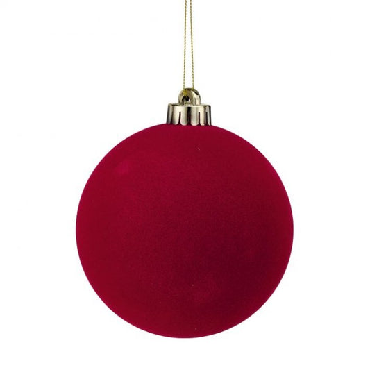 5" Red Velvet Ball Ornament Set Of 9