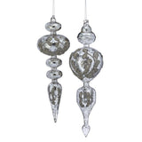 12'' - 13'' Mercury Beaded Glass Finial Assorted Set Of 2