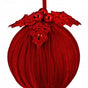 8" Red Velvet Holly Sequin Ball Ornament Set Of 2
