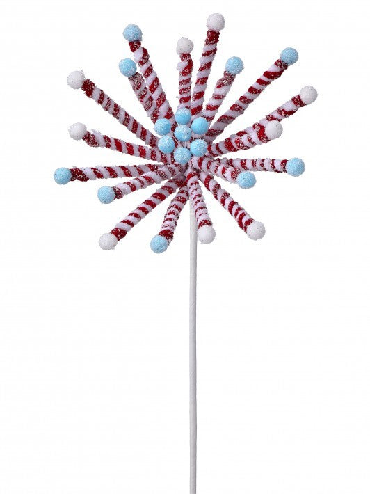 21" Frosted Peppermint Poinsettia Stem Set Of 12