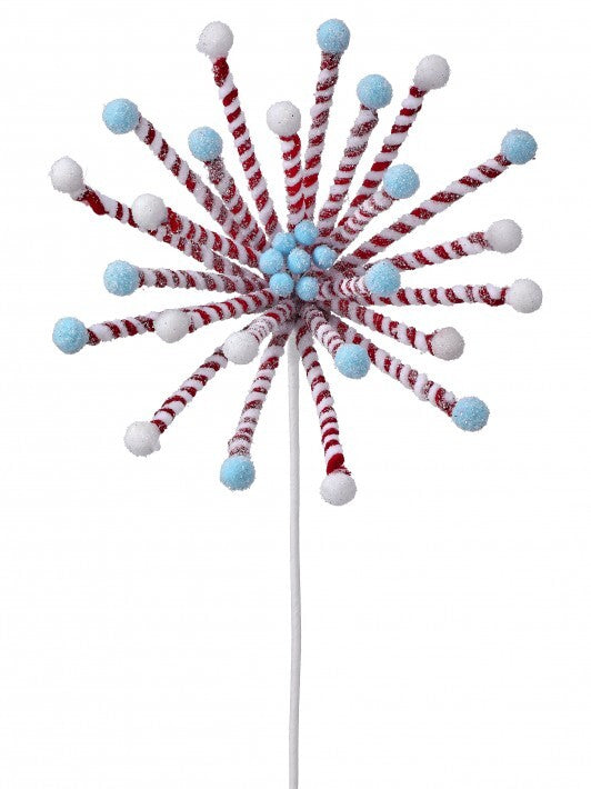 24" Frosted Peppermint Poinsettia Stem Set Of 6