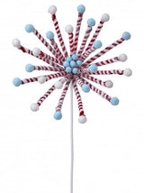 24" Frosted Peppermint Poinsettia Stem Set Of 6