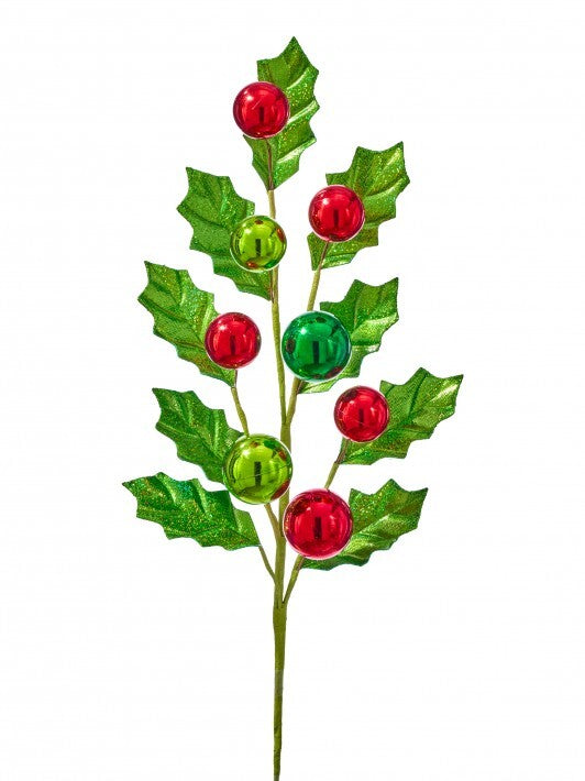26" Green Holly Ball Spray Set Of 6