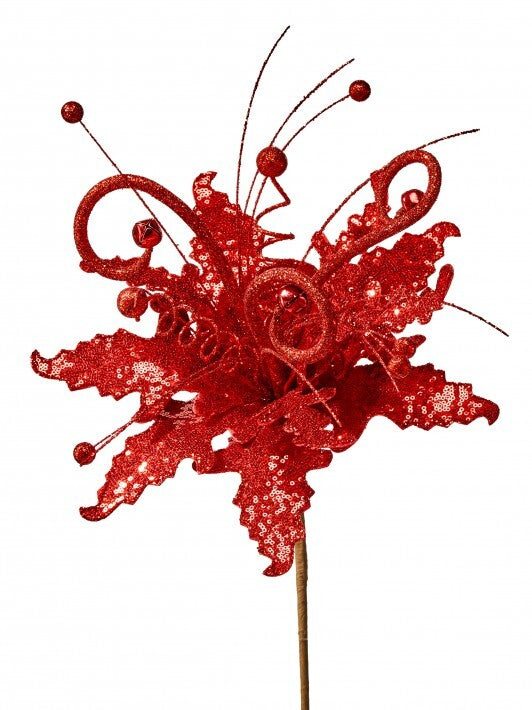 Red decorative flower on a white background