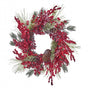 18" Frosted Wreath With Red Berries & Pinecones