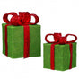 9"- 12" Green & Red Gift Boxes With Glitter & Sequins Set Of 2