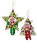 11" Red & Green Elf Star Tree Ornament Assorted Set Of 2
