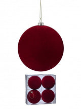 4" Velvet Ball Ornament Set Of 8