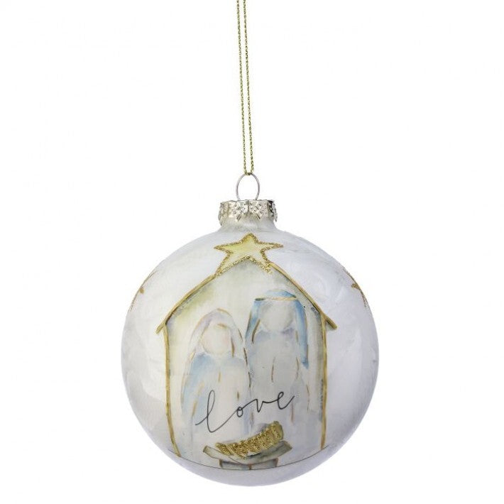 4" Holy Family 'Love' Glass Ball Ornament Set Of 6