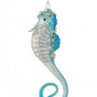 7.5" Aqua Jewel & Pearl Seahorse Glass Ornament Set Of 6