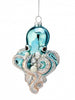Juego de 6 adornos de cristal de pulpo con purpurina Aqua Pearl de 5.5"