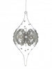 13" Silver Jewel Glitter Snowflake Finial Glass Ornament Set Of 3