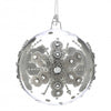 6" Silver Jewel Glitter Snowflake Ball Glass Ornament Set Of 2