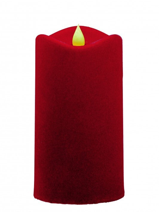 6" LED Red Velvet Pillar Candle Battery Operated