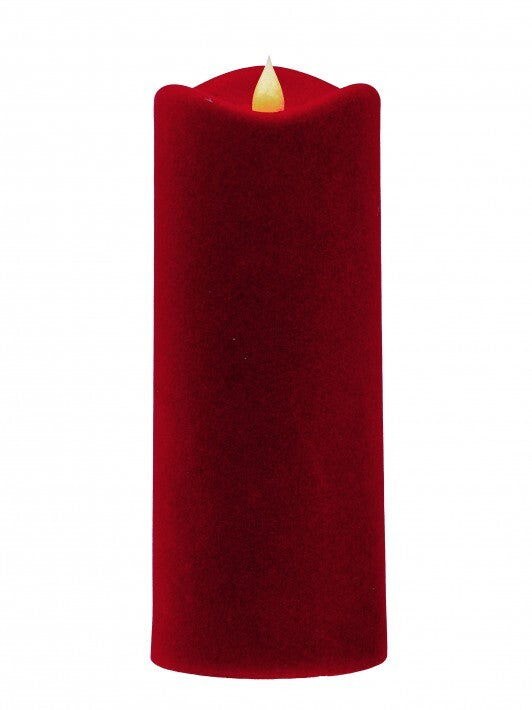 8" LED Red Velvet Pillar Candle Battery Operated