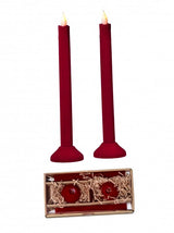 10" LED Red Velvet Taper Candle Battery Operated Box Of 2
