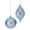 4"- 6" Blue Jewel Snowflake Glass Ornament Assorted Set Of 4