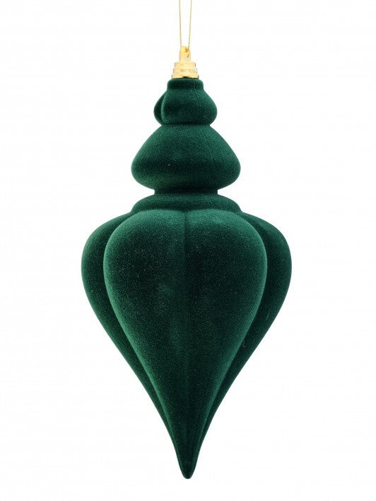 9" Green Velvet Finial Set Of 6