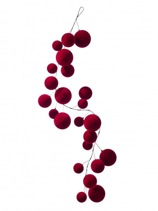 4 FT Burgundy Velvet Ball Garland
