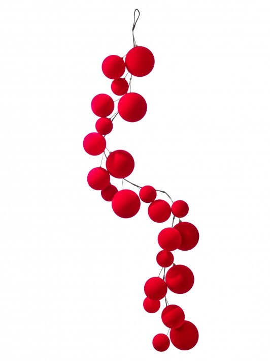 Guirnalda de bolas de terciopelo rojo de 4 pies