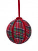 6" Red Plaid Velvet Ball Ornament Set Of 2