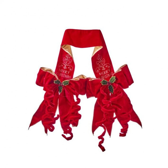 70" Red Velvet Double Sided Door Bows
