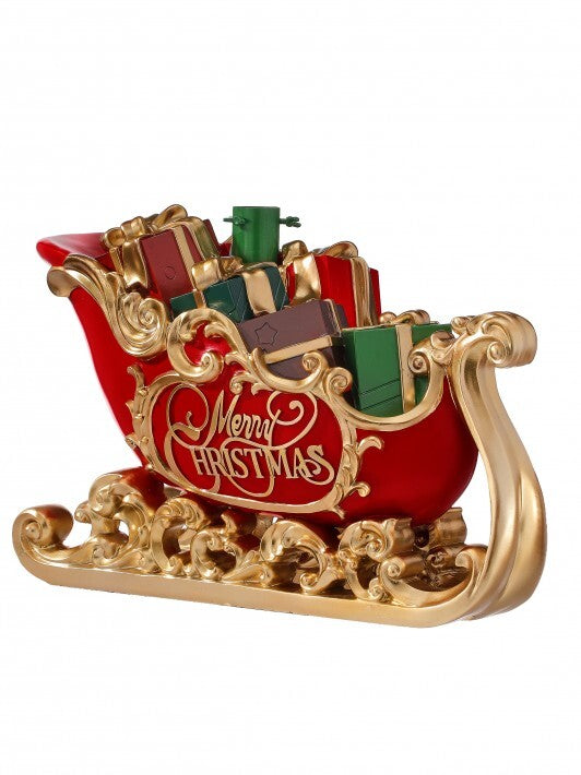 Base para árbol de Navidad, trineo rojo y dorado de 19" con regalos